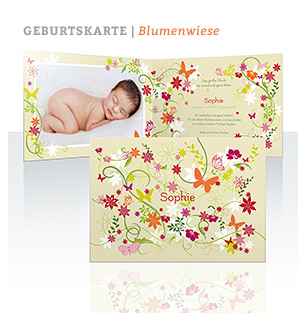 Geburtskarte Blumenwiese