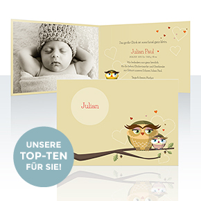 Unsere Top-Ten Geburtskarten und Taufkarten